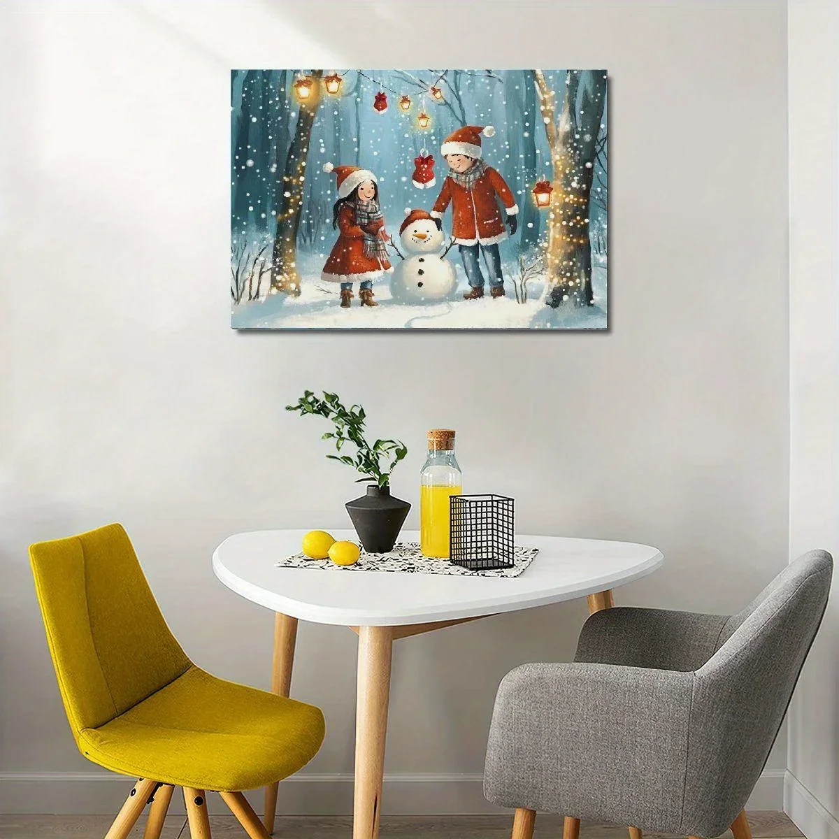 

Winter Snowman Christmas Wall Decoration Canvas Painting Christmas Painting Poster Artwork Christmas Interior Decoration Frames