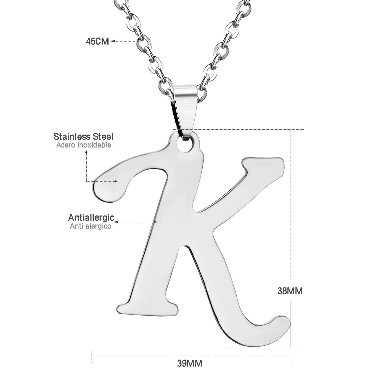 LUXUSTEEL Stainless Steel Initial Letter A-Z Pendant Necklace For Women Men Gold Color Personalization Choker Jewelry Gifts