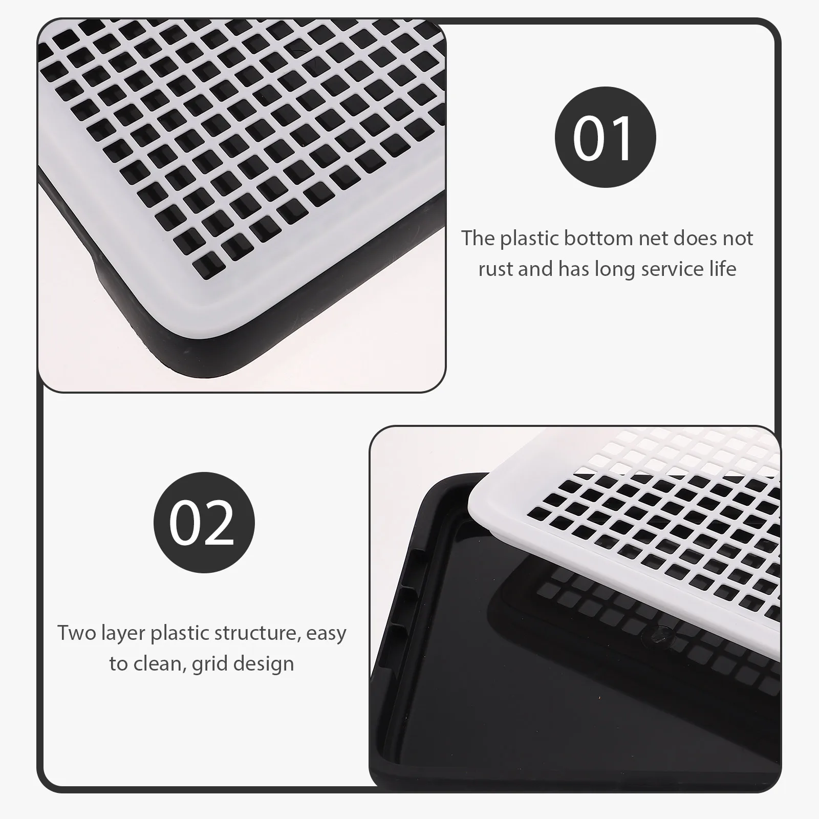 

2PCS Pet Cleaning Potty Box Bunny Litter Guinea Pig Cage Toilet Anti Fall Hamster Pee Tray Fixed Lock DesignRabbit Thick