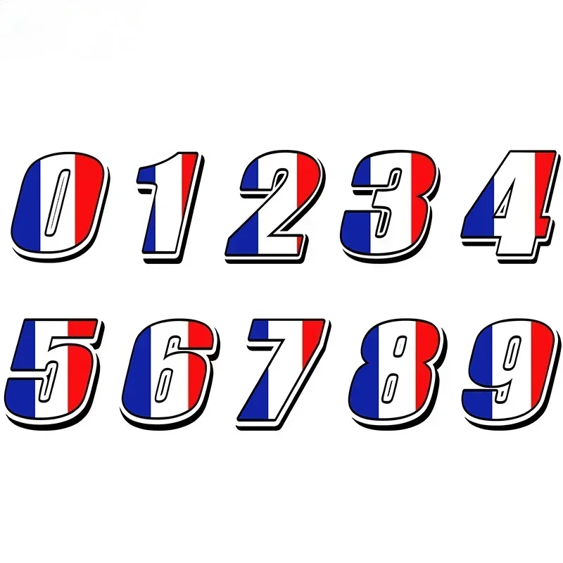 

Car Sticker Racing Car Sticker Numbers Vinyl France Flag Stickers Decal Motocross Bicycle Decoration Decals Waterproof,10cm*10cm