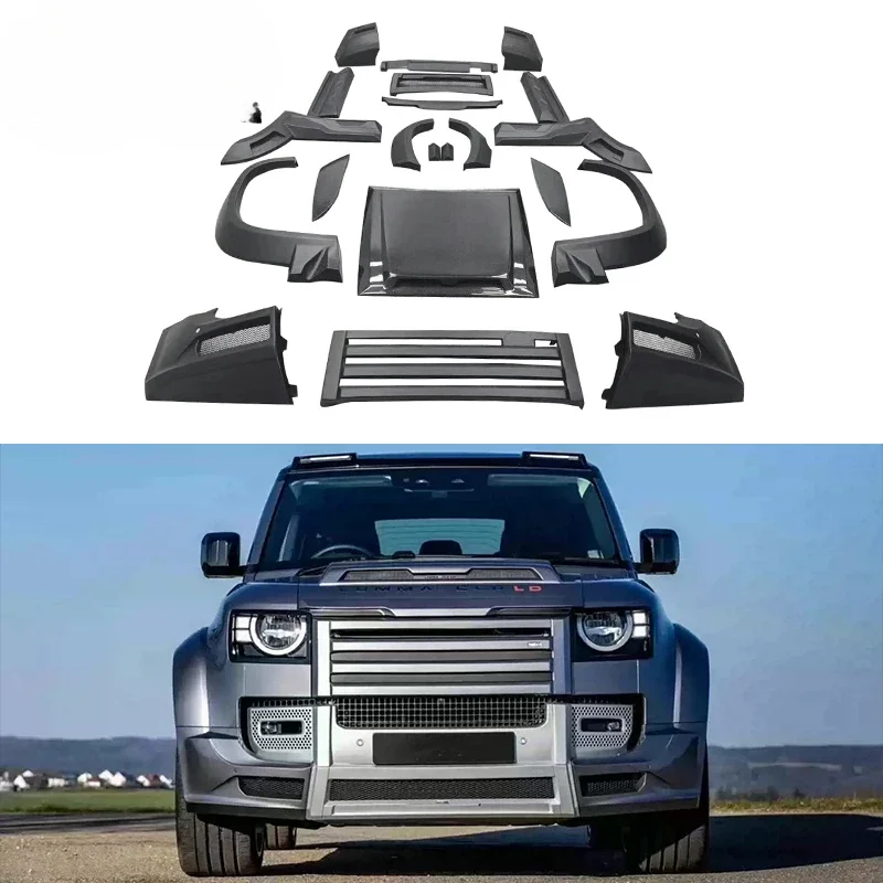 Defender LM Style Wide Body Kit for Defender 90 110 Front Bumper Grille Hood Side Skirts Mudguards