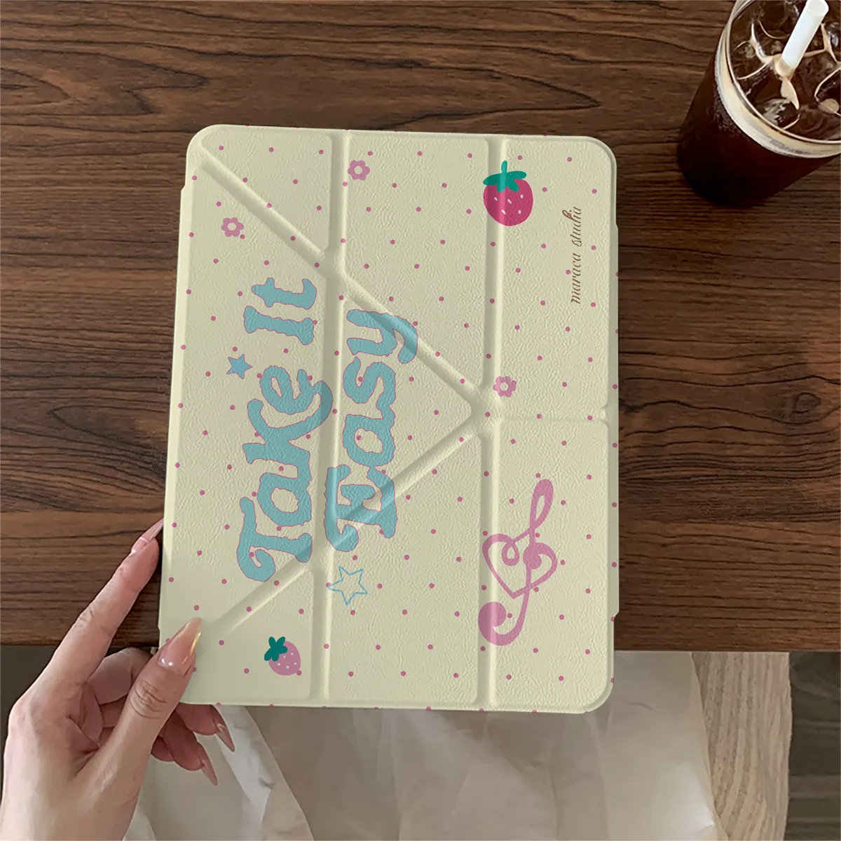 

Чехол Pink Strawberry Star Polka Dots для iPad Pro Air M5 M4 M3 M2 13'' 11'' 2 11th A16 12.2'' Чехол для Mini 7 6 8.3'' (10 9 8 7 6 5 поколений)
