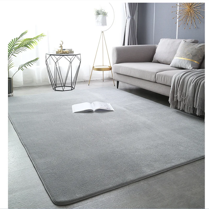 

Coral Velvet Carpet For Modern Home Decor Living Room Bedroom Bedside Rugs Balcony Children'S Play Mat Solid Color Carpets Grey