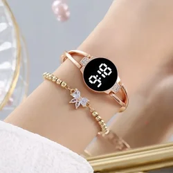 Reloj LED de moda para mujer, pantalla táctil, banda de acero de tiempo, pulsera electrónica para estudiantes, relojes de estilo Simple