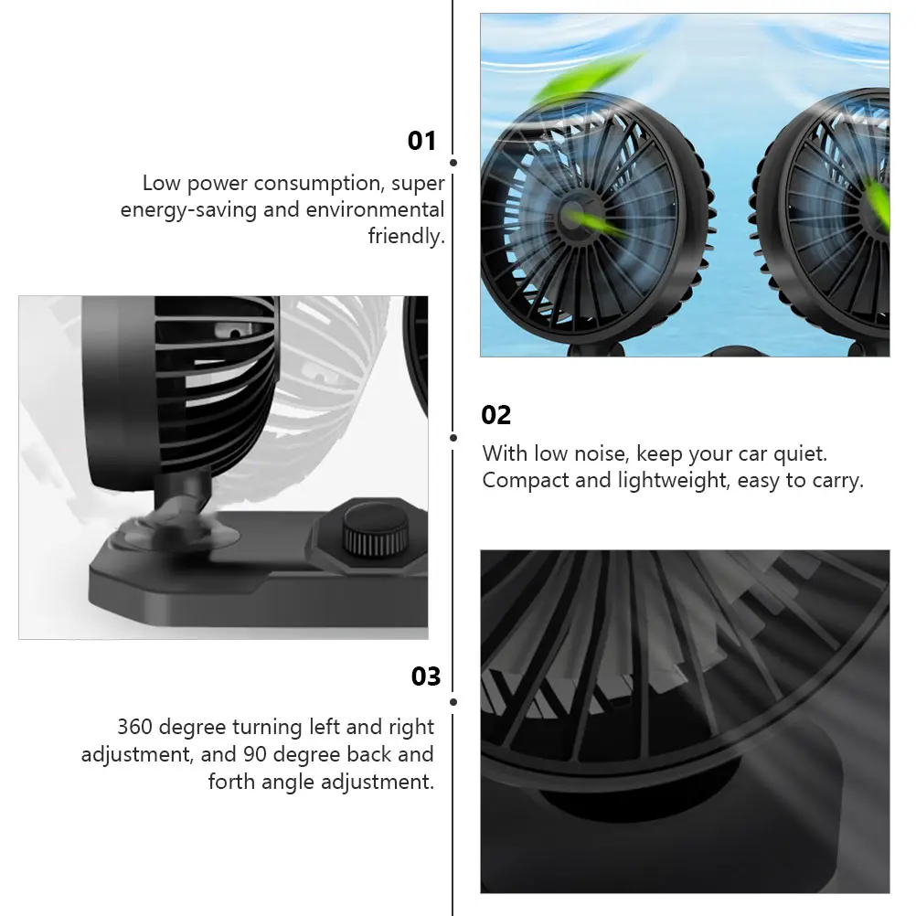 

Dual Usb Mini Electric Compact Cooling 360 Degree Rotating Lightweight Low Noise Energy Saving For Car Bus Office Home Use Car