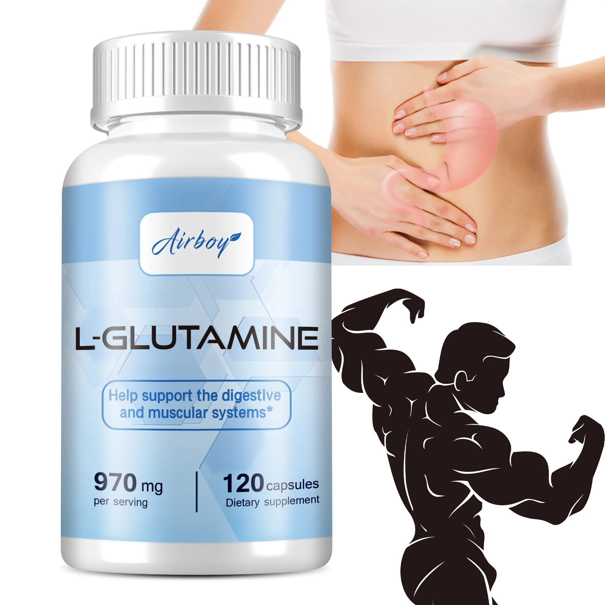 

L-Glutamine - Supports Digestive , Gut Health and Promotes Muscle Recovery - 120 Capsules
