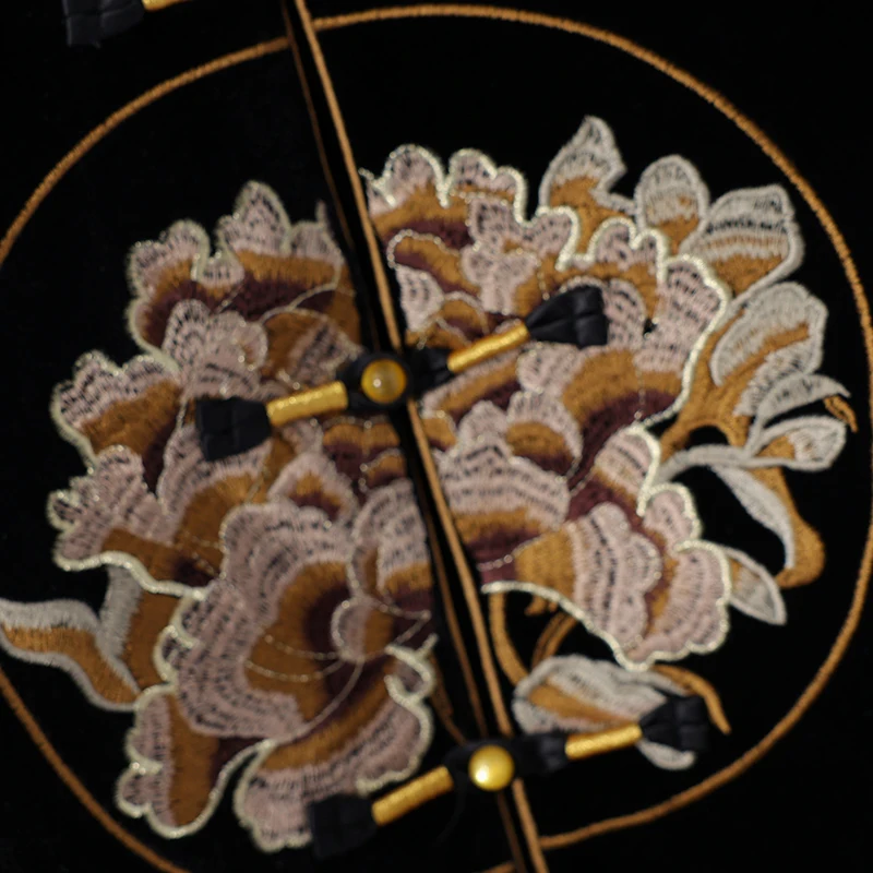 Women Retro Floral Coat 2025 Spring Elegant Stand Collar Gold Velvet Cardigan Female Chinese Traditional Embroidery Outwear