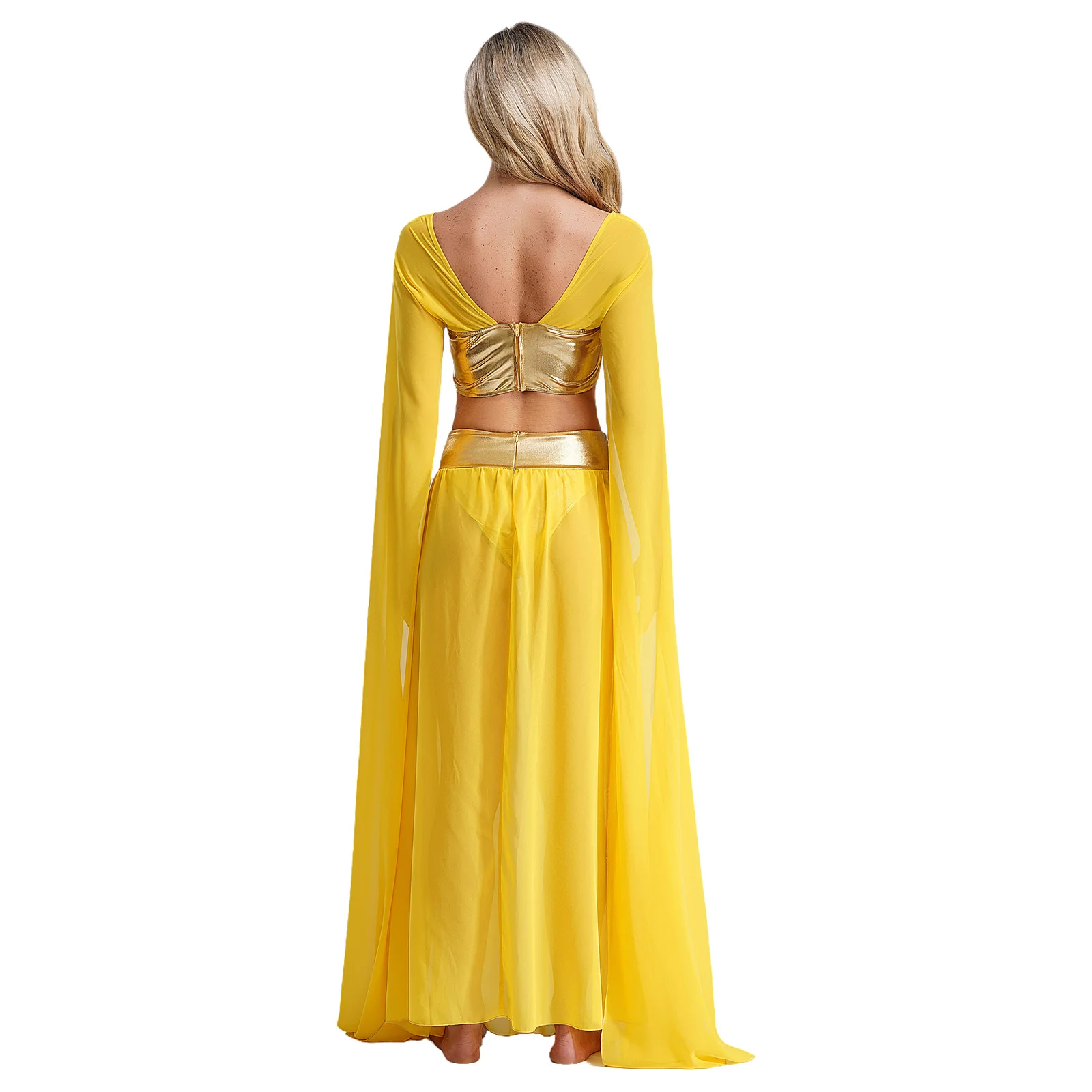 Womens Ancient Rome Egyptian Cleopatra Cosplay Costume Crop Top And Split Skirt Set Carnival Oriental Indian Belly Dance Outfits view 4