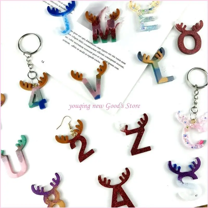 

57QA DIY Earrings Mold Suitable for Jewelry Silicone Resin Molds Antler Letter Mold