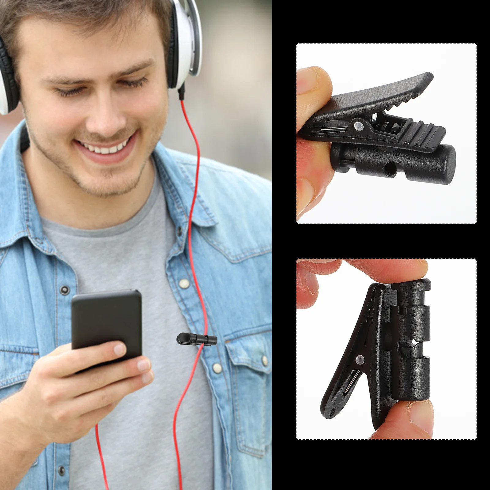 5Pcs Earphone Cord Clips Wear Resistant Headphones Cable Organizers Portable Headset Microphone Wire Fixing Clamps for Tidy