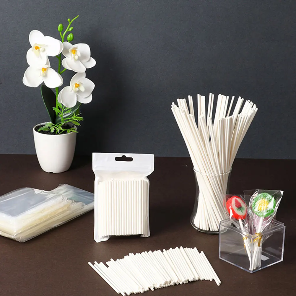

200pcs Lollipop Making Premium Paper Marshmallow Wrapping 4 Inch Diy Candy For Baking Cake Decoration Stirring Tools Reusable