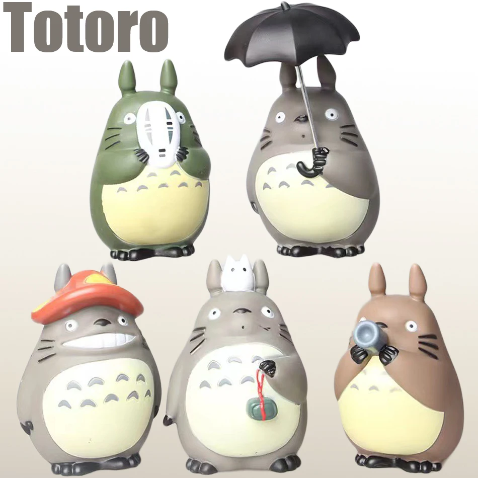 5pcs Anime Miyazaki Hayao Series Totoro Figure Mini Statue Cute Toys Room Ornaments Pvc Figures Toy Kid Gifts Collecctibles