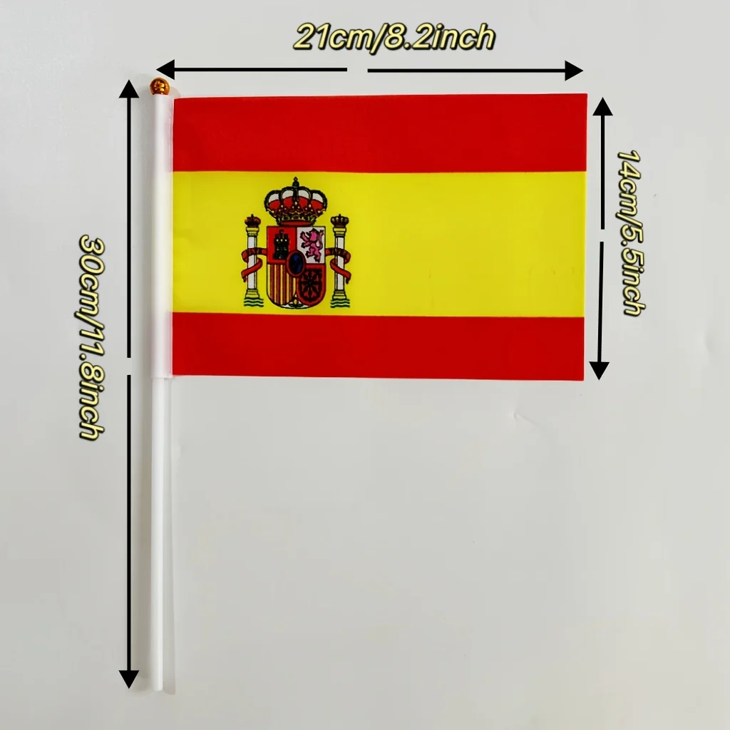 10pcs  Europe Handheld Flags,10pcs/1 Pack (Spain, Croatia, UK, Sweden, Denmark, Germany, Netherlands, Greece, England, Italy)