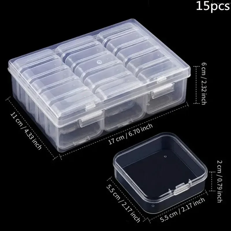 60/6PCS Mini Storage Box Transparent Square Plastic Box Earrings Jewelry Packaging Storage Small Square Box Jewelry Organizer