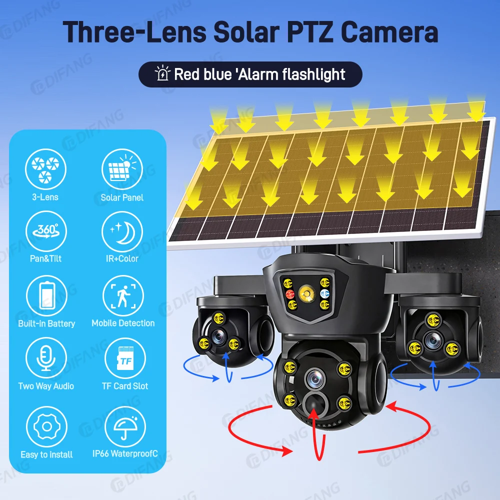 V380 Pro New 20MP WIFI Solar Camera 10X Zoom 3 Lens 3 Screens Outdoor Wireless Security Cameras Auto Tracking Night Vision CCTV view 2