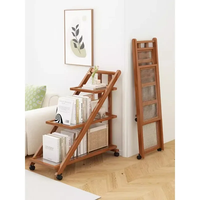 

Multifunctional Snack Cart Living Room Side Table with Multiple Layers Storage Shelf Bookshelf