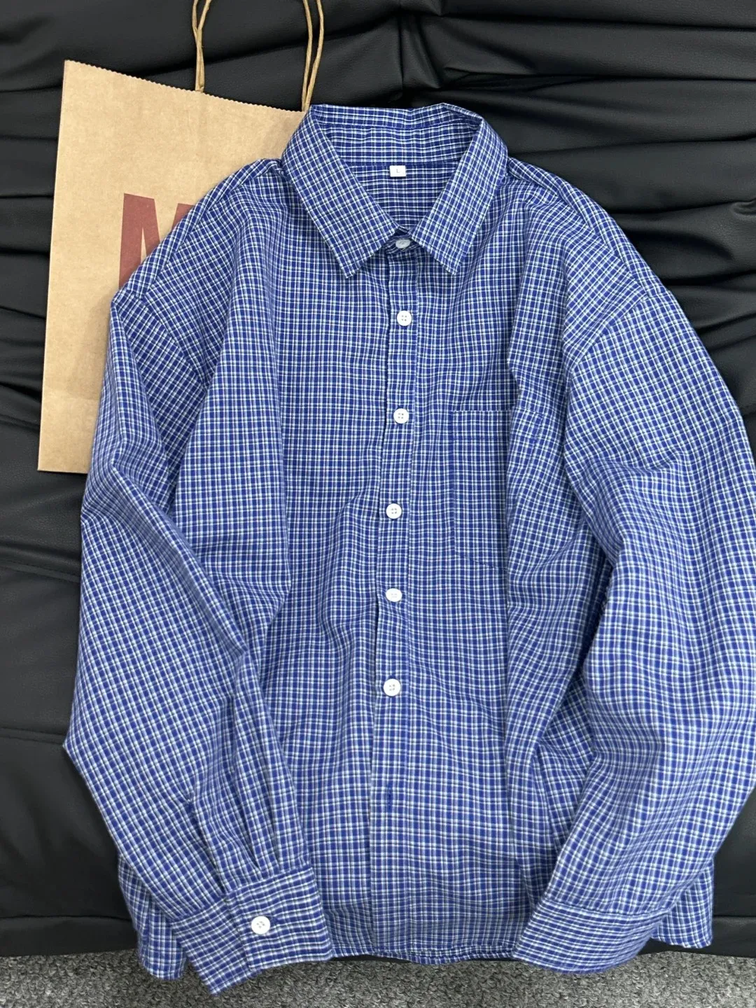 

Blue Plaid Long Sleeve Shirt Jacket Men's Spring American Retro Lazy Style Early Spring Outerwear Casual Trendy Youth Shirt