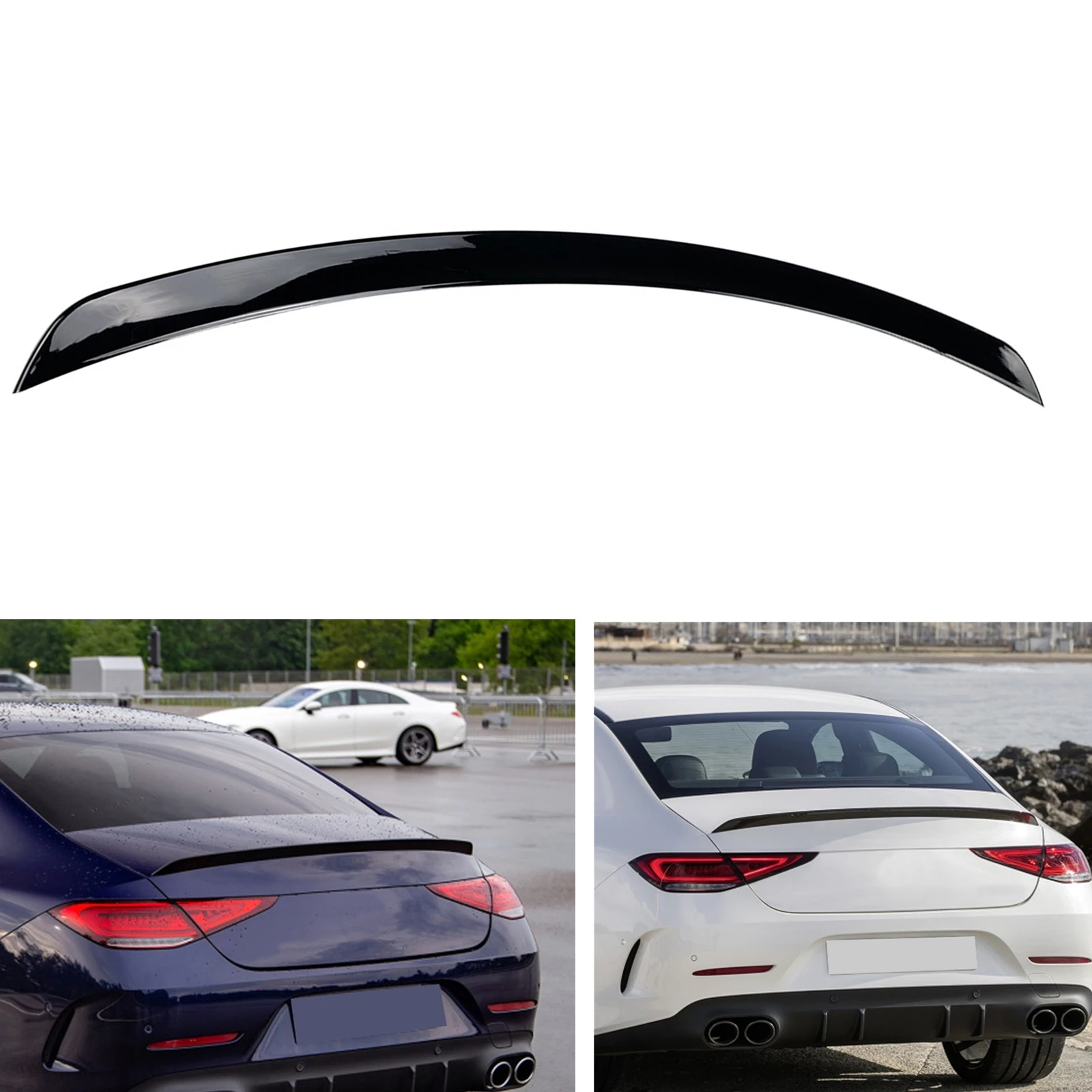 

For Mercedes Benz CLS Class C257 2018-2023 CLS260/300/350 AMG 4-Door Rear Trunk Lid Spoiler Wing Gloss Black Car Splitter Lip