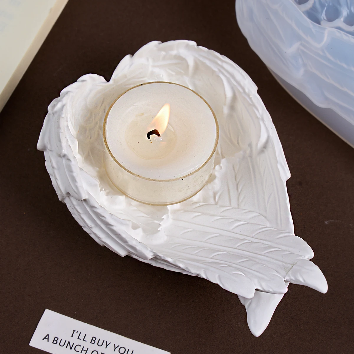 الجناح صينية قالب من السيليكون ثلاثية الأبعاد منحوتة أجنحة الجص الراتنج الخرساني قالب الحرفية ديكور للطاولات عرض المجوهرات الركيزة صنع أدوات