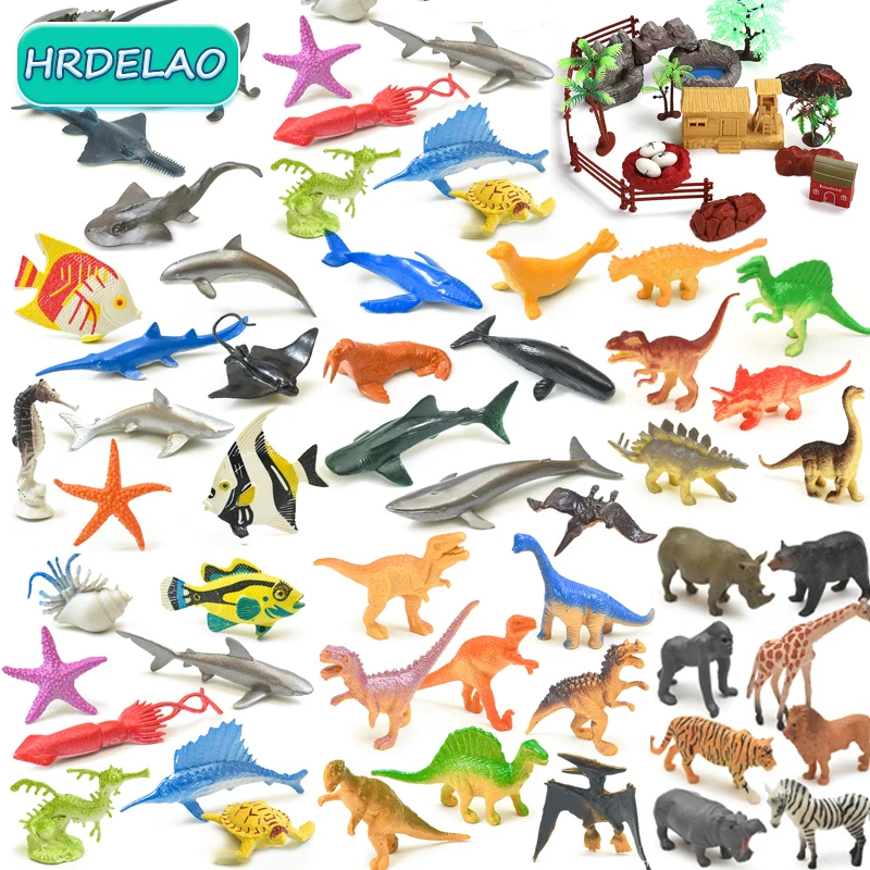 Simulated Montessori Ocean Jungle Poultry Animal Cognition Dinosaurs Lions Sharks Action Elephant Figures Educational Toys Gifts