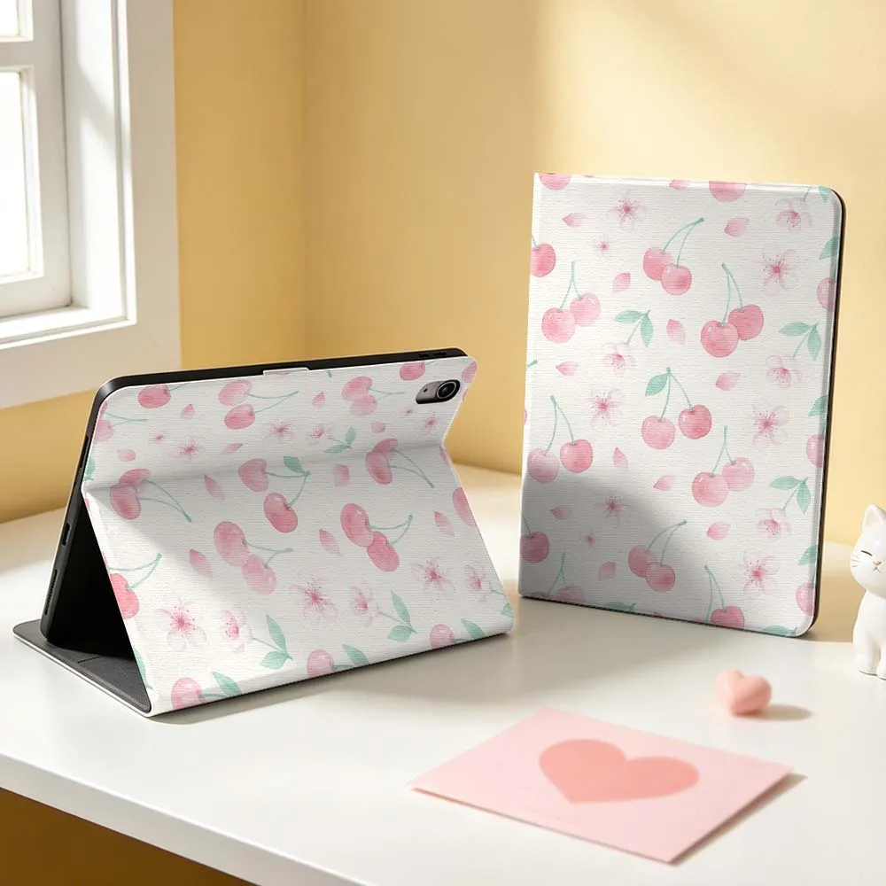 Pink Cherry Design For Apple iPad Pro Mini A16 A17 A14 4 5 6 7 6th 12th Gen 9.7 12.9 11 13 M4 inch Tablet Case Pen Tray