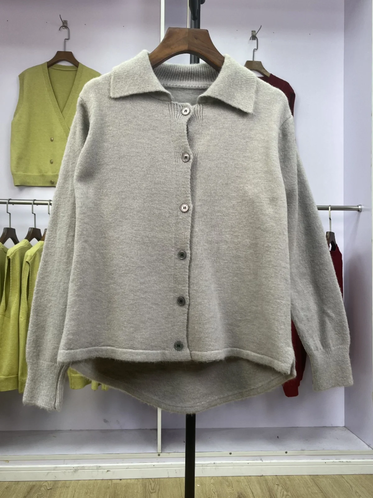 

Thiened Long Sve Collar Вязаная верхняя одежда Женский однотонный свитер Кардиган Теплый осенне-зимний новый Sle Casual F...