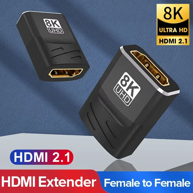 8K HDMI Extender 8K 60Hz 4K 120Hz Female to Female Connector HDMI 2.1 Cable Extension Converter HDMI-Compatible Adapter Coupler