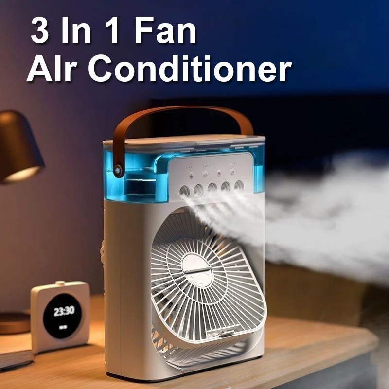 3 In 1 Fan AIr Conditioner Portable Household Small Air Cooler LED Night Lights Humidifier Air Adjustment Home Office Fans New