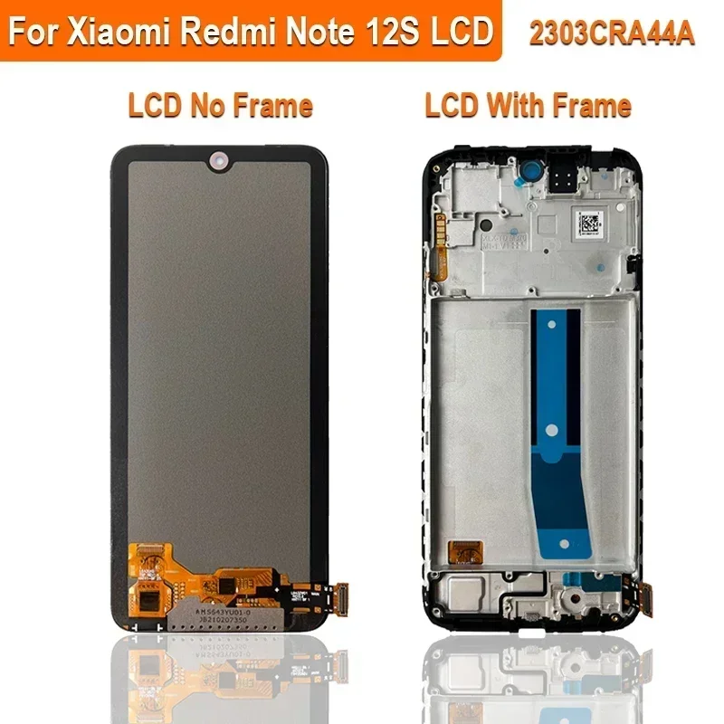 6.43\'\' Super AMOLED LCD For Xiaomi Redmi Note 12S LCD 2303CRA44A 23030RAC7Y 2303ERA42L LCD Touch Screen Digitizer Assembly