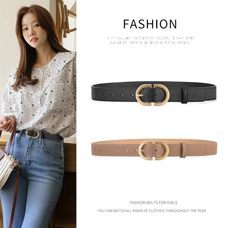 

105Cm Female Fashion Belt Simple Slim Fit Metal Buckle Belt for Women Black Brown Camel Suit Jeans Clothing Accessories