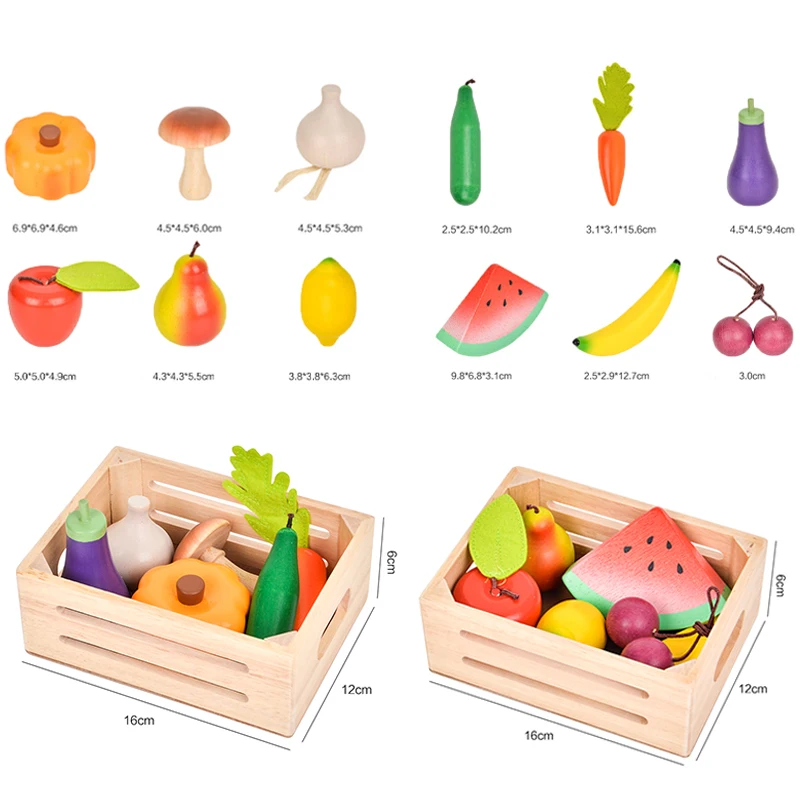 Zestaw zabawek Montessori do udawania, drewniana kuchnia, zabawki do robienia deserów, owoce, warzywa, owocowno-morskie produkty, symulacja jedzenia dla dziewczynek