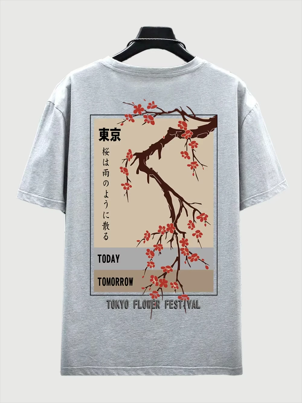 T-shirt For Men Tokyo Flower Festival O-Neck Street Hip Hop Pullover Loose Male Tops Tees Outdoor Sportshirt Oversized Clothing