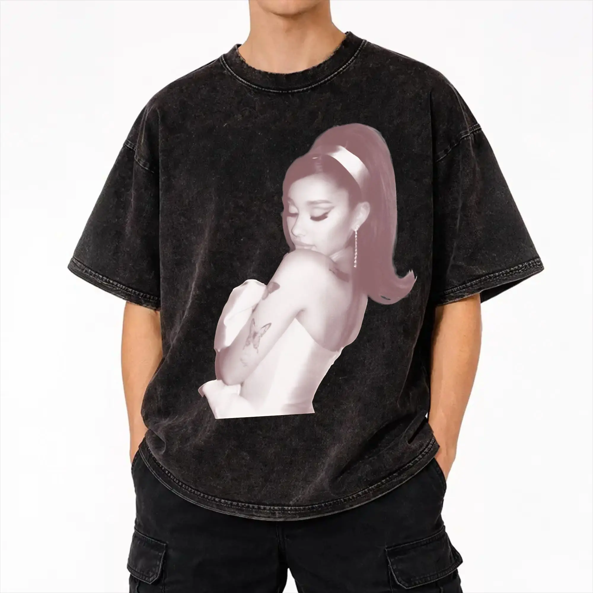 Harajuku Washed Shirt The Eternal Sunshine Tour arianas grandes Merch Retro T Shirt Oversize  Streetwear Cotton Summer Tee Shirt