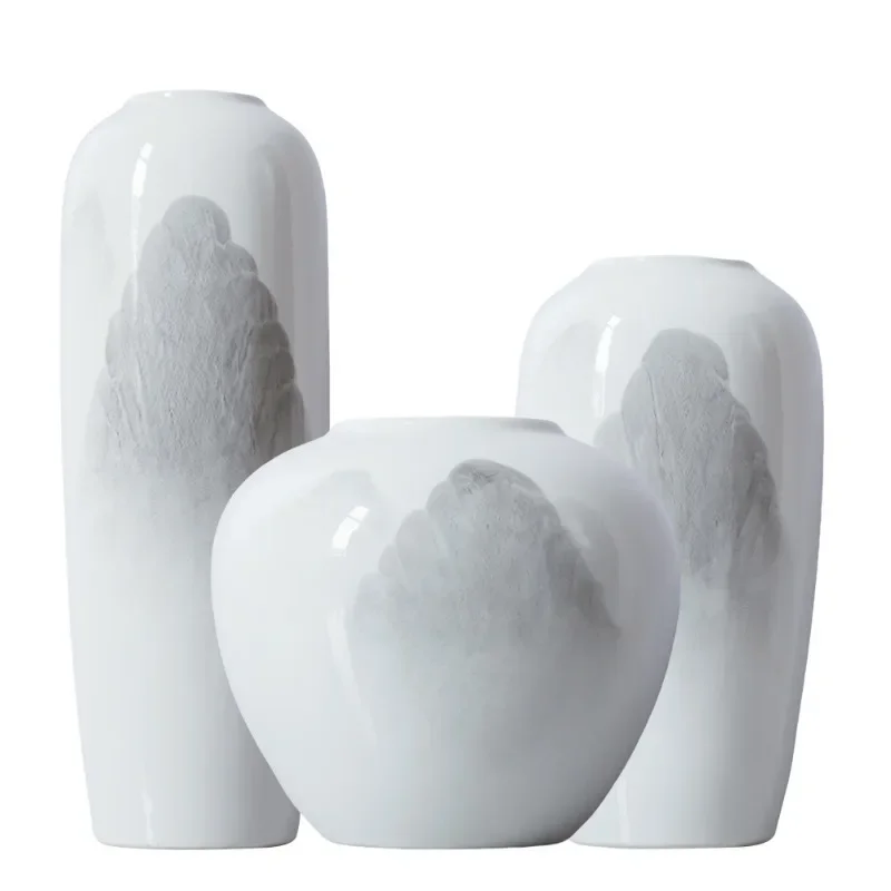 

New Chinese hand-painted landscape ceramic vase, living room TV cabinet, water flower decoration