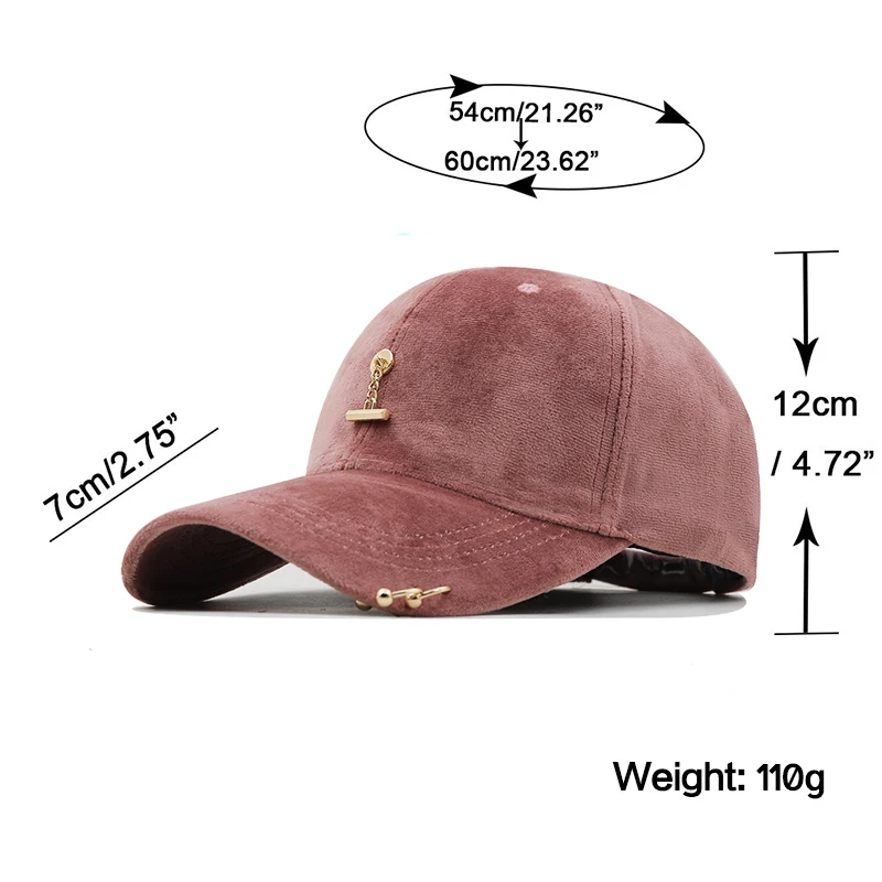 Fashion Brand Girl Snapback Baseball Cap Women Gorra Street Hip Hop Suede for Ladies Black pink ring Baseball Hats