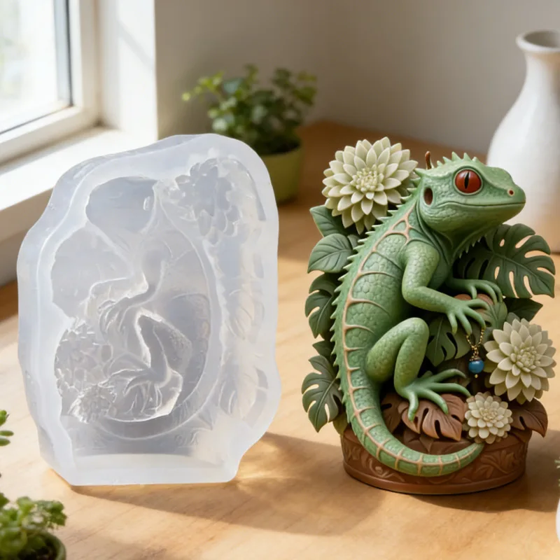 DIY Eidechsen-Silikon-Kerzenform, Geeignet für die Herstellung von Tierförmigen Kerzen, Zement-, Gips- und Seifenformen, Heimdekorations-Geschenk