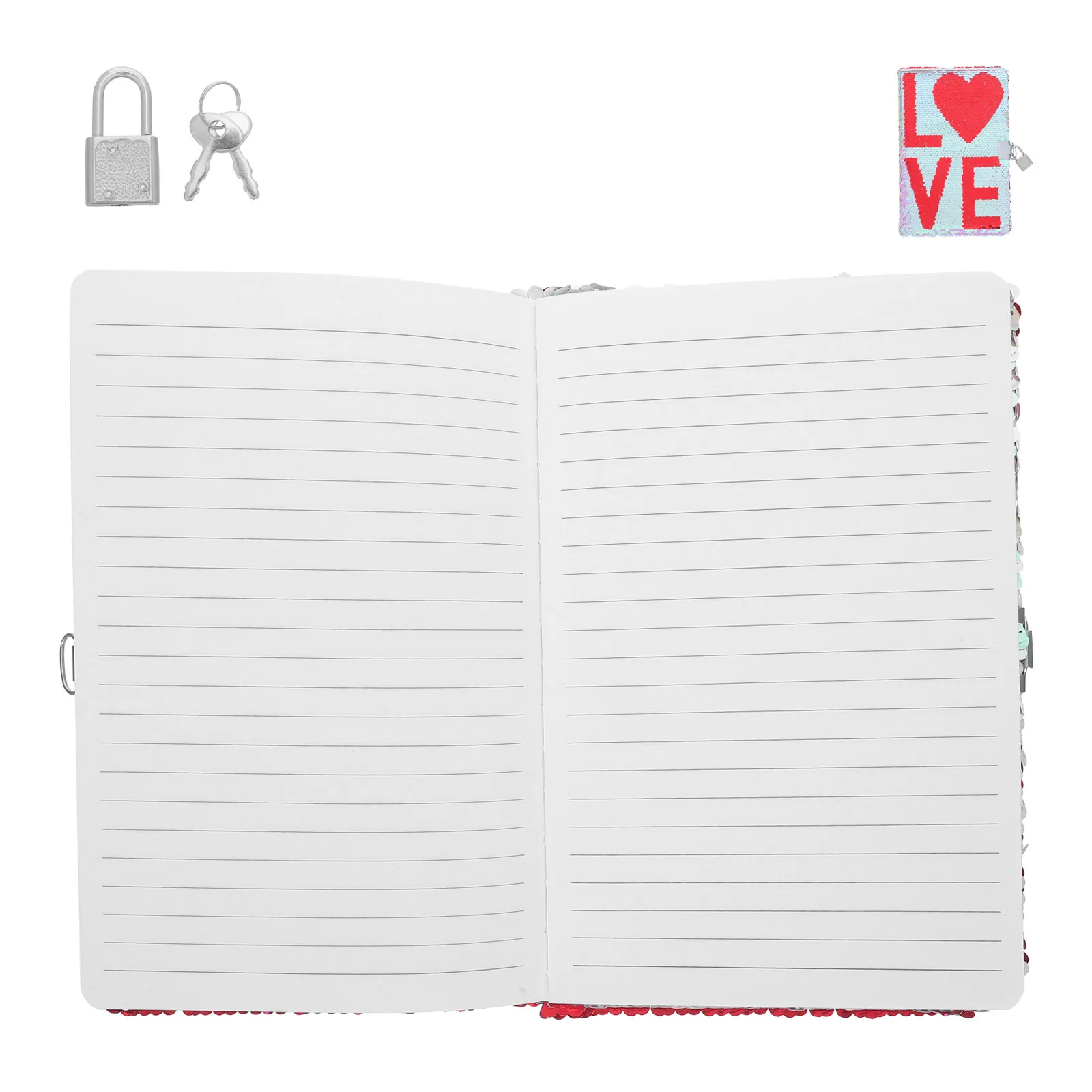 Reversible Sequin Glitter Pattern Diary A5 Lock Journal for Women School Office Notes Sequin Diary Lock
