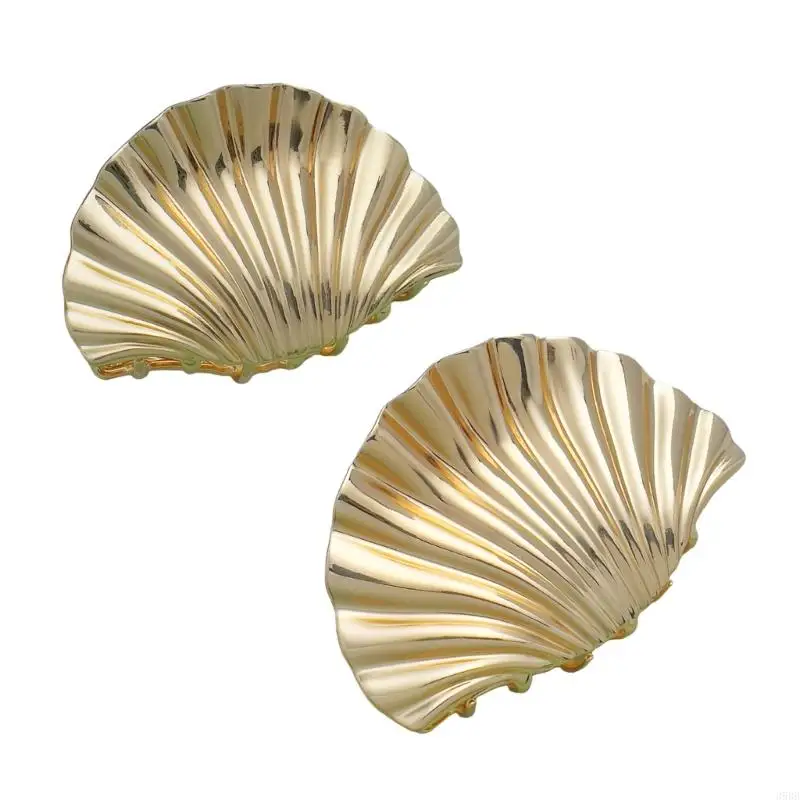 

652F Stylish Gold Metal Hair Claw Clip for Women Sweet Seashells Clamp Hair Claw for Various Hairstyles Daily Use