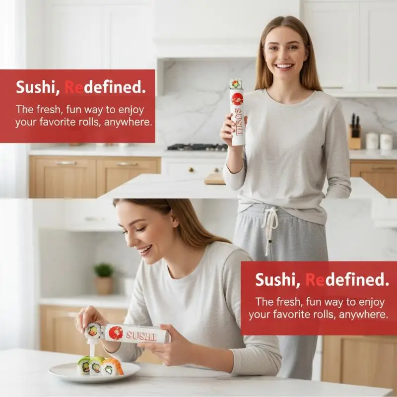Affordable Round Sushi Push Box with Sauce Straw Value Kitchen Tool