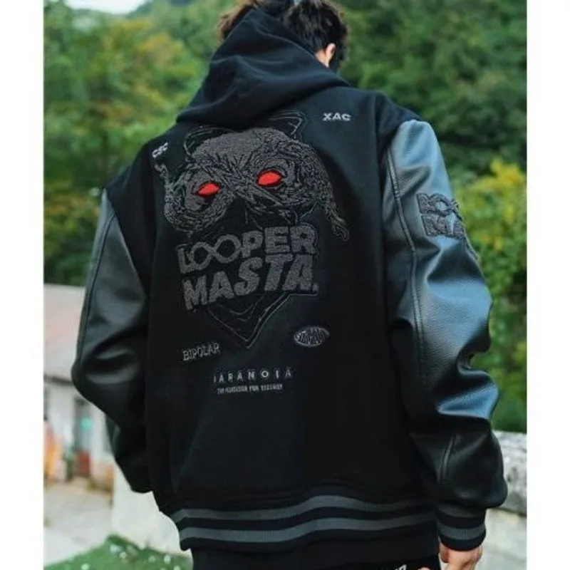 

GELITAYIN Street Popular Gothic Embroidered Jackets And Coats Men Y2K New Harajuku Style Hip Hop Baseball Jacket Punk High Stree
