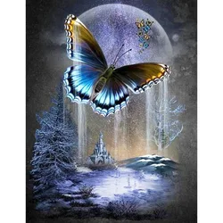 Meian Landscape Animal Butterfly 11/14CT Cotton Thread Printed Canvas Cross Stitch Zestawy do haftu robótek ręcznych Dekoracja domu