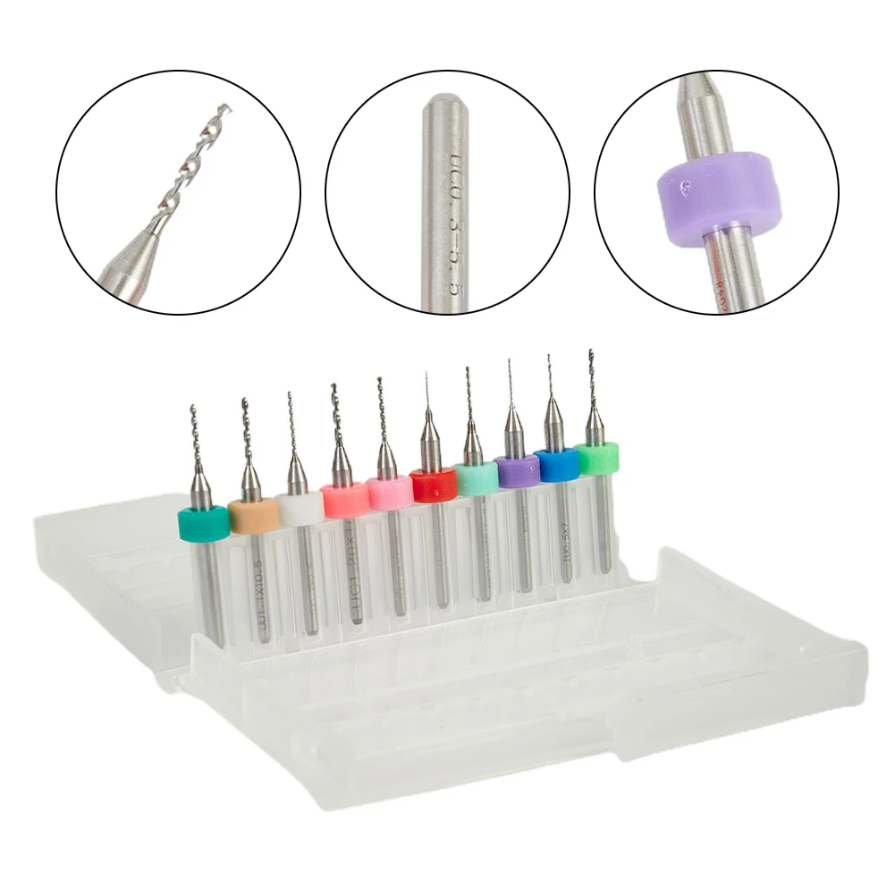 Juego de Mini brocas PCB de 20 piezas para herramientas de corte de carburo de placa de circuito con 0 1 0mm de diámetro para procesamiento de metales de precisión