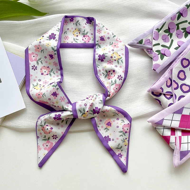 Nuovo lusso stretto corto sciarpa di seta da donna striscia di capelli nastro di seta piccolo collo sciarpe borsa manico nastro sciarpa fazzoletto cravatta da donna