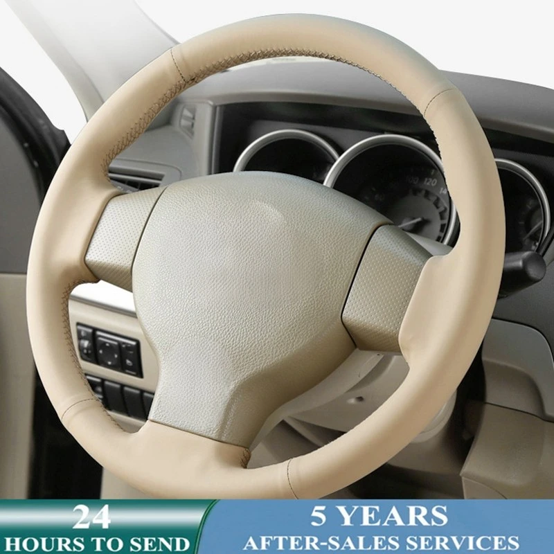 Car Steering Wheel Cover Braid Beige Leather For Nissan Tiida 2004-2010 Versa Note 2007-2012 Livina 2006-2012 Sylphy 2006-2019