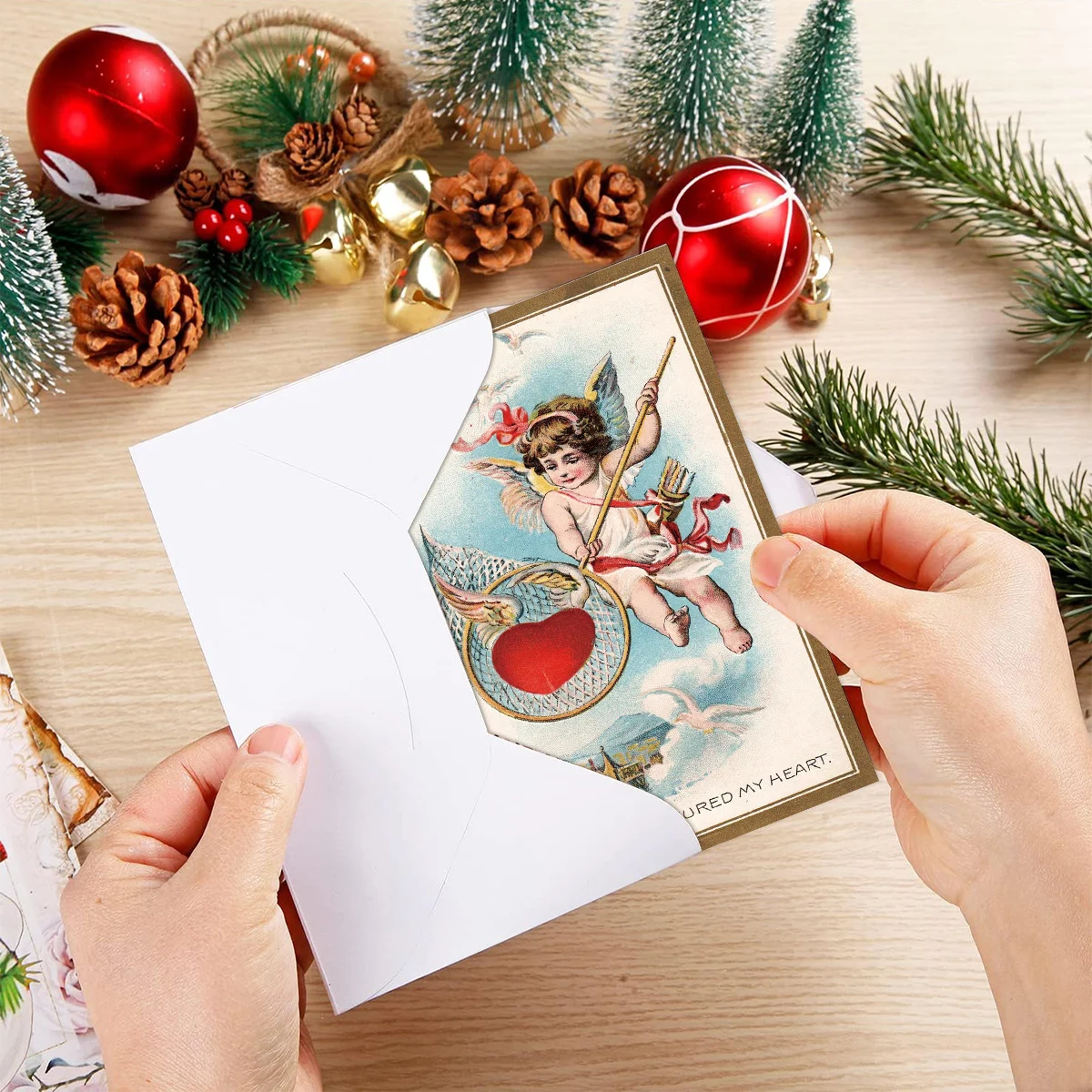 빈티지 발렌타인 데이 하트 인사 카드, 빅토리아 발렌타인 데이 엽서, 벽 아트 룸 장식, 여성용 사랑 선물, 12 개