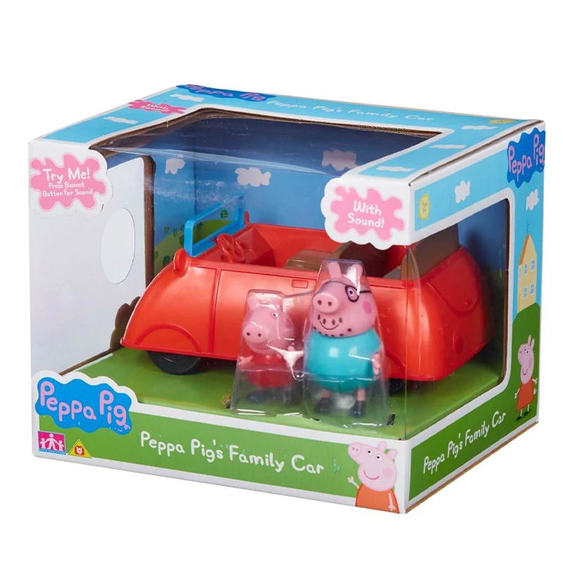 Peppa Schwein Familien auto mit Sound Spielset Anime Action figur Cartoon Tiermodell niedliche Puppe Figur Kinderspiel zeug Weihnachts geschenk