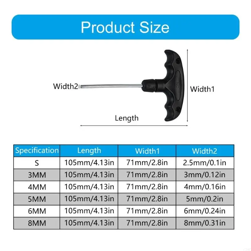 2.5 มม. -8 มม. T Type Socket Steel Steel Socket Socket Wrench T Spanner C7AC