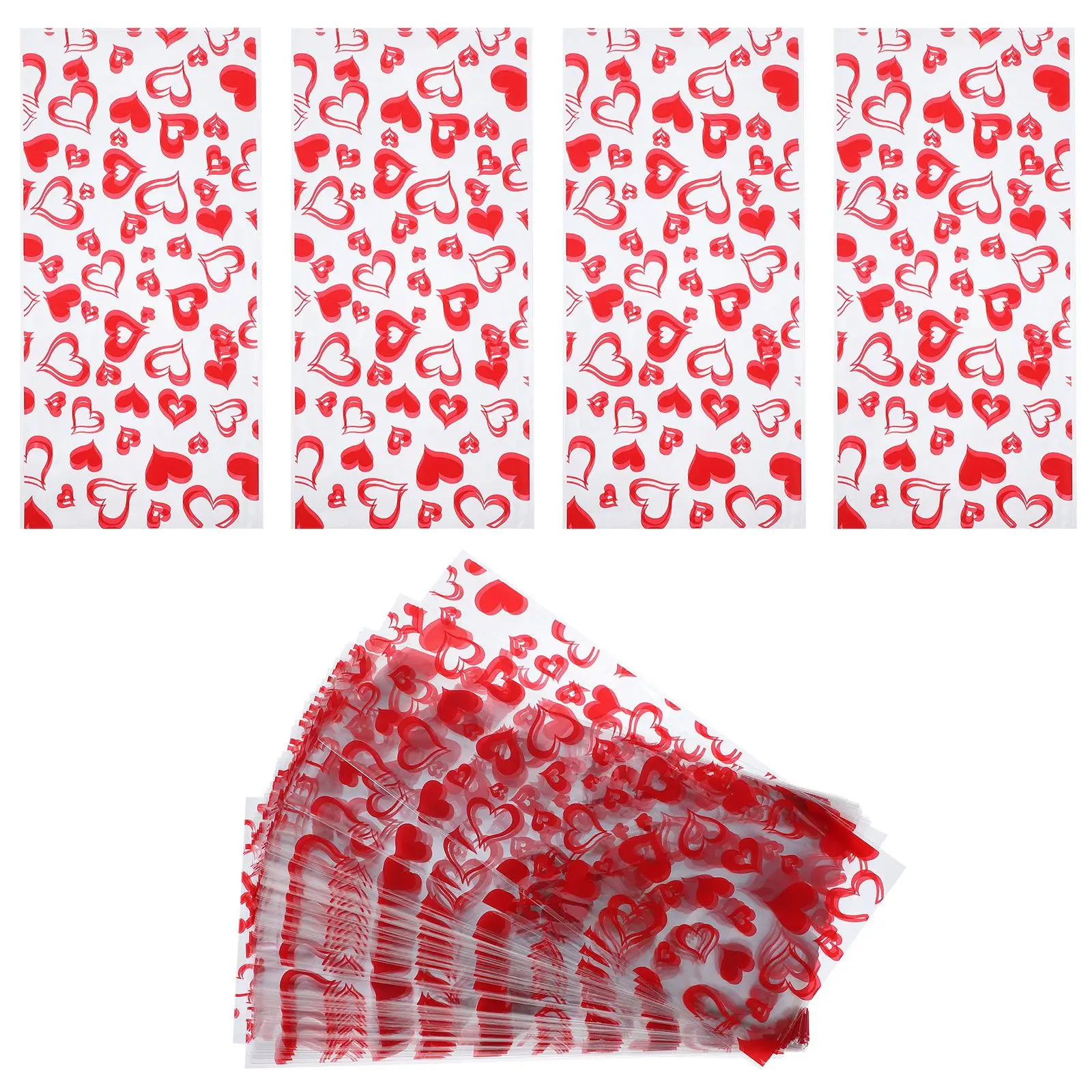 

50pcs Heart Shaped Transparent Candy Bags 12 5x27 5cm Valentine Day Bridal Shower Gift Packaging For Cookies Candies Sweet Bags