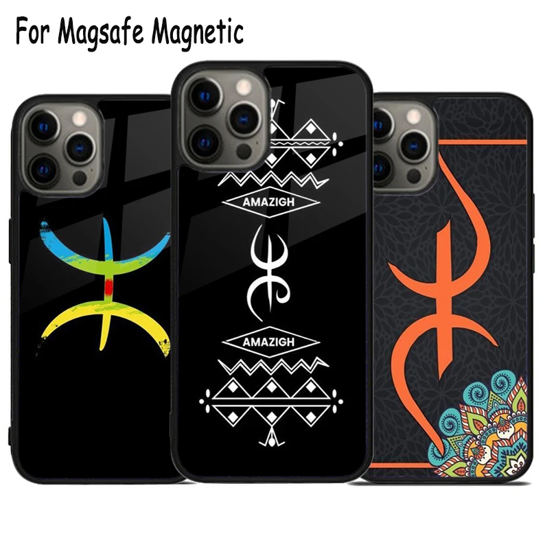 Amazigh Flag Wireless Charge Magsafe Phone Case For iPhone 15 16 14 13 11 12 Pro Max Plus Magnetic Bumper Cover