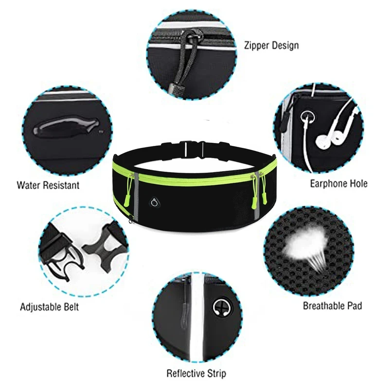 Men Women Running Waist Bag Sports Belt Pouch Mobile Phone Case Fitness Gym Sports Bags Banana Bag Fanny Waterproof Lightweight